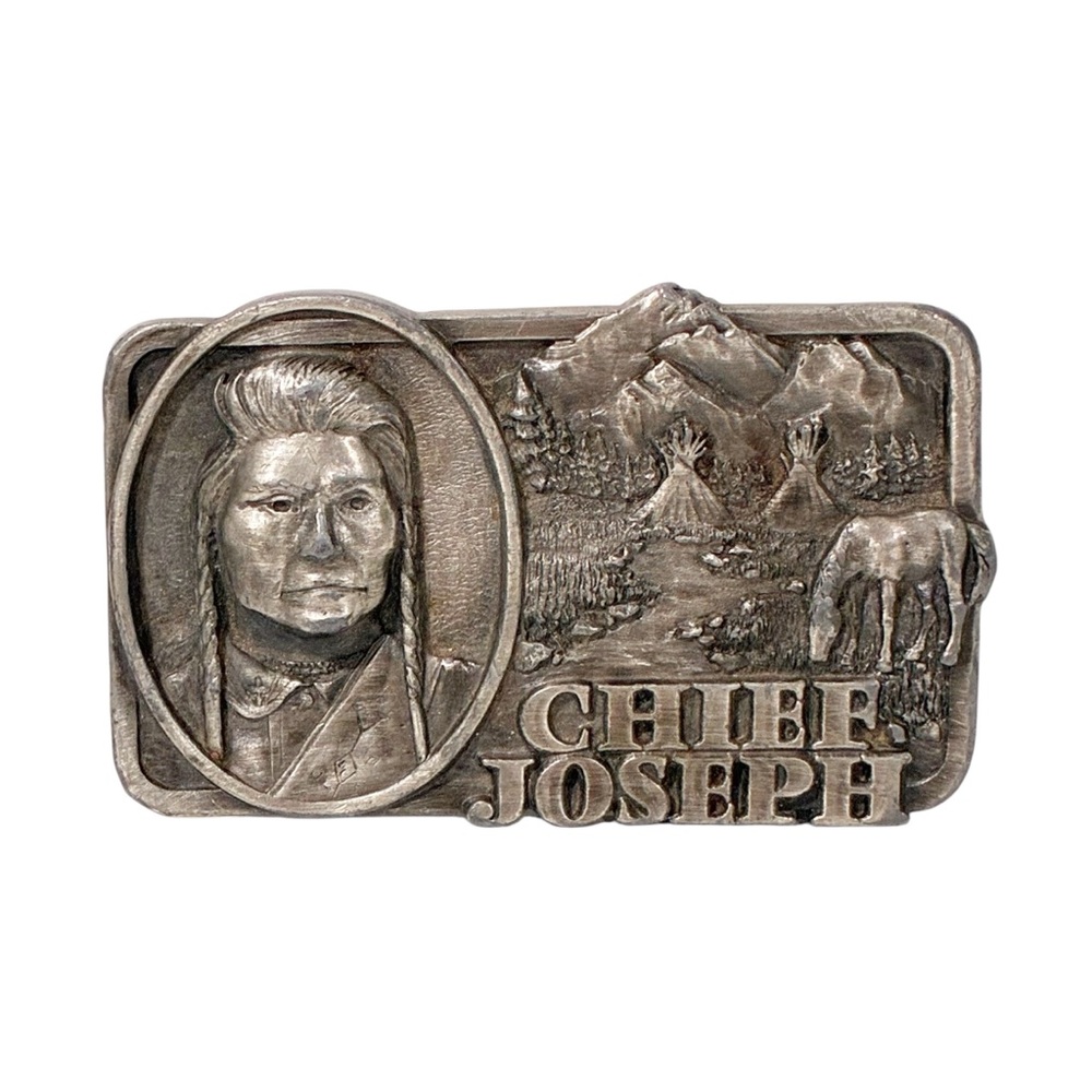 Vintage 1982 SISKIYOU Silvertone CHIEF JOSEPH BELT BUCKLE